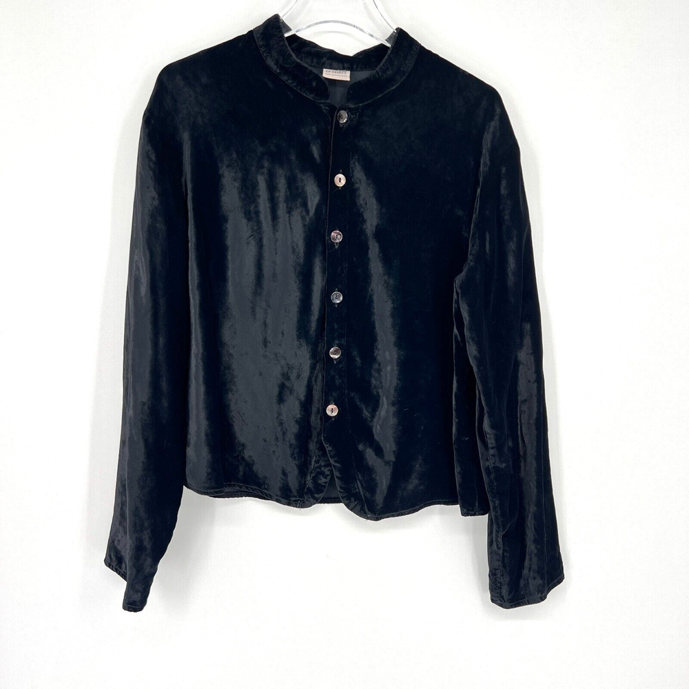 CP‎ Shades Top Womens M Black Velvet Boho Long Sleeve Staple Capsule Basic